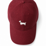 Doggy Embroidered Baseball Cap — Red, studio product shot