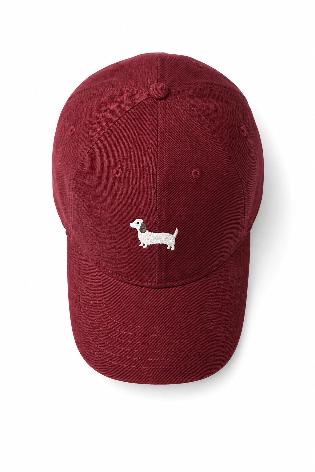 Doggy Embroidered Baseball Cap — Red, studio product shot