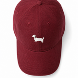 Doggy Embroidered Baseball Cap — Red, studio product shot