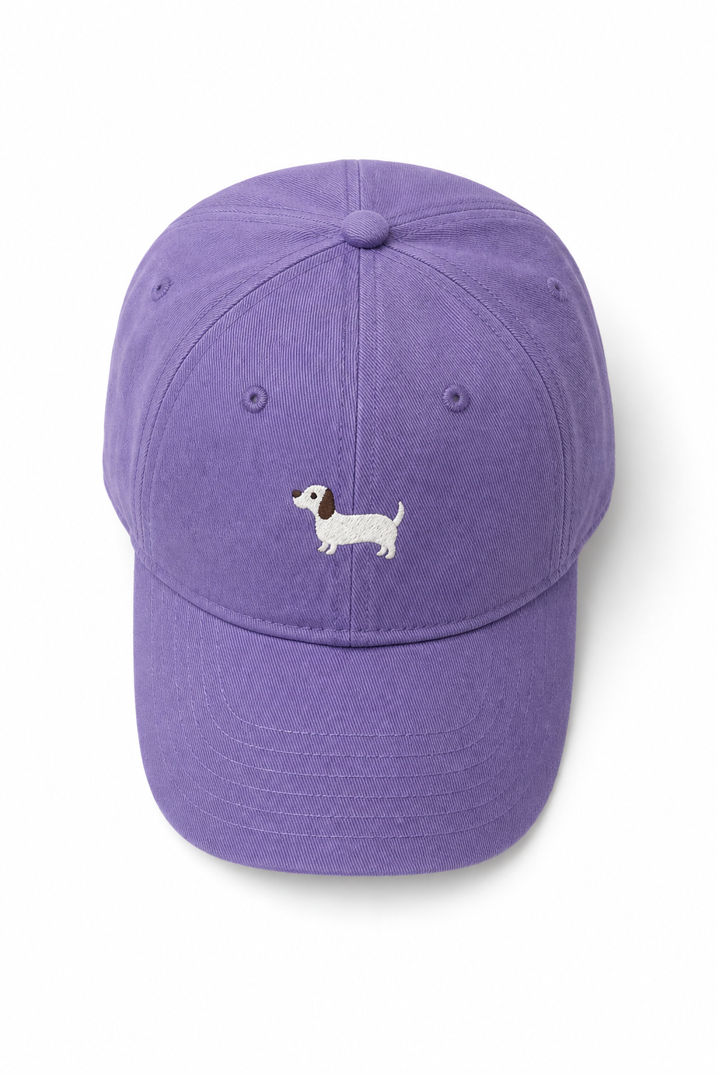 Doggy Embroidered Baseball Cap — Purple, studio product shot