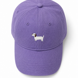Doggy Embroidered Baseball Cap — Purple, studio product shot