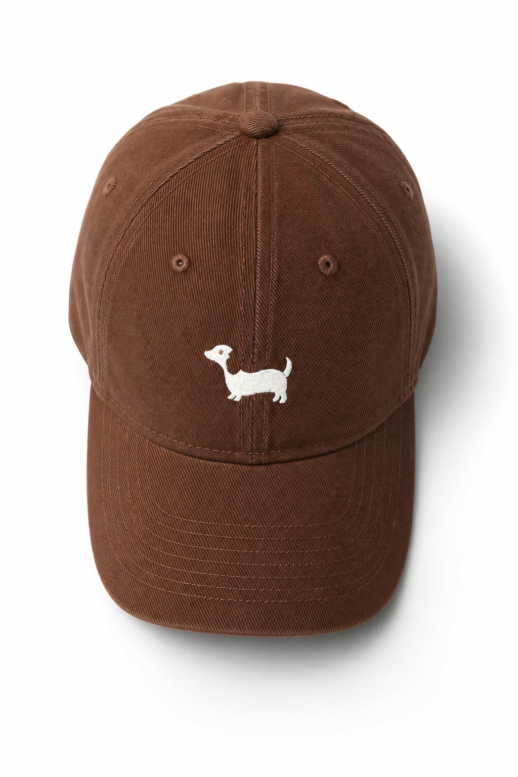 Doggy Embroidered Baseball Cap — Brown, studio product shot