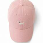 Doggy Embroidered Baseball Cap — Pink, studio product shot