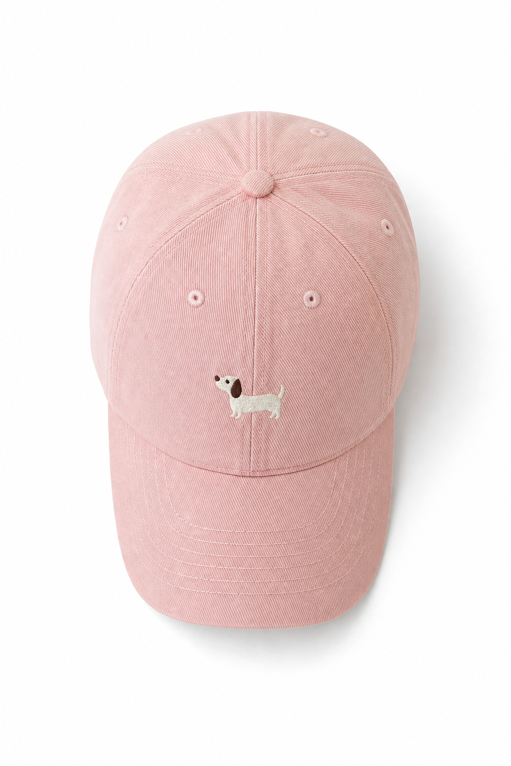 Doggy Embroidered Baseball Cap — Pink, studio product shot