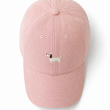 Doggy Embroidered Baseball Cap — Pink, studio product shot
