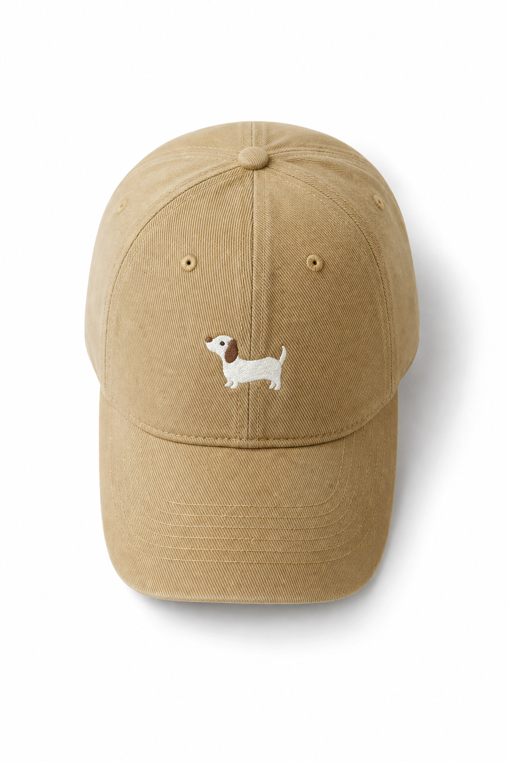 Doggy Embroidered Baseball Cap — Khaki, studio product shot