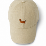 Doggy Embroidered Baseball Cap — Beige, studio product shot