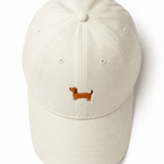 Doggy Embroidered Baseball Cap — White, studio product shot