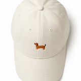 Doggy Embroidered Baseball Cap — White, studio product shot