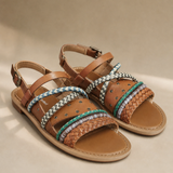 Mykonos Braided Leather Gladiator Sandal — Khaki, banana_republic product shot