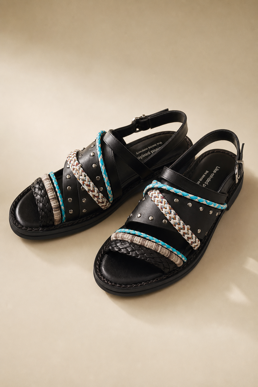 Mykonos Braided Leather Gladiator Sandal — Black, banana_republic product shot