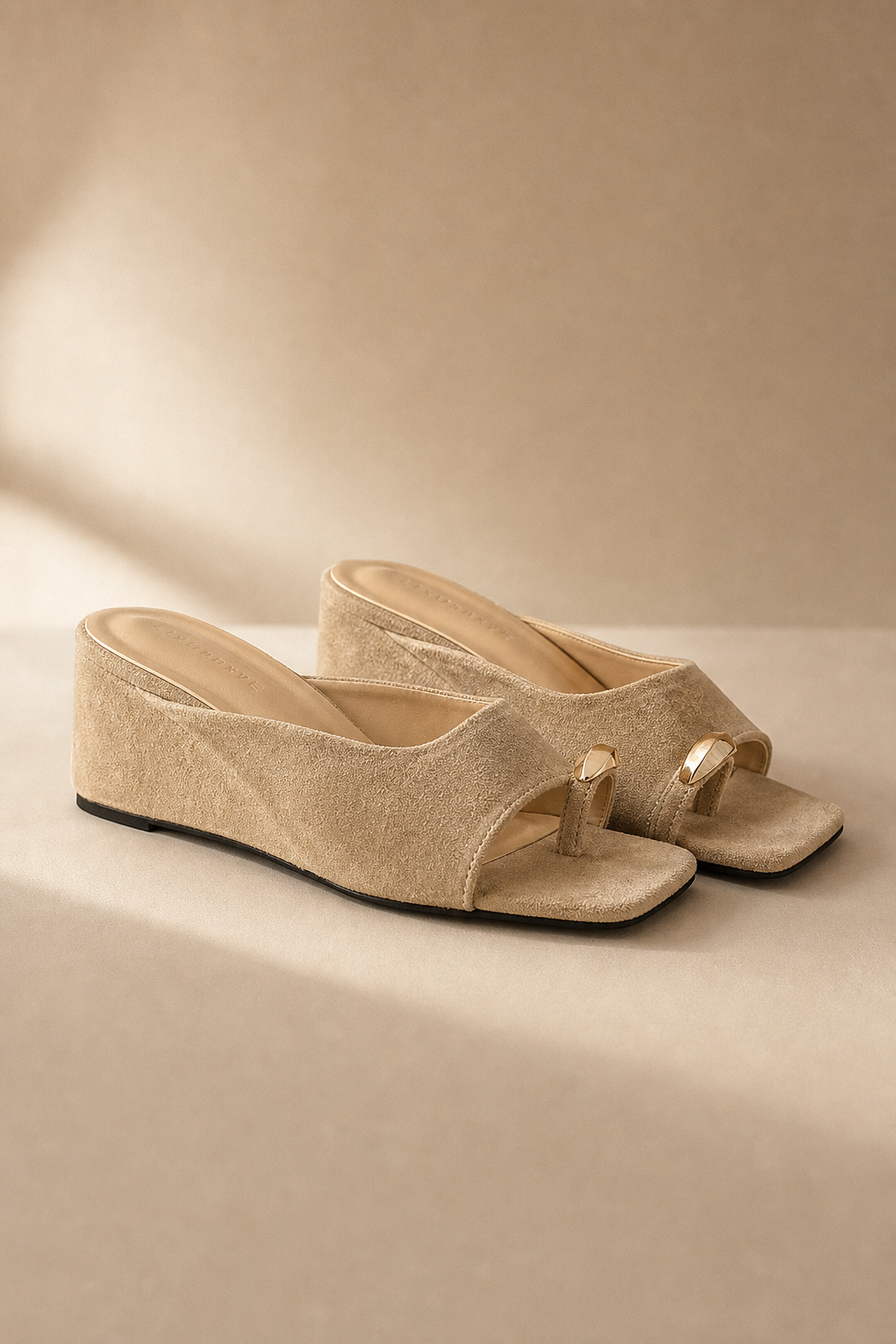 Women's Wedge Sandals Square Toe High Heel Summer — Beige, banana_republic product shot