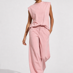 Women's Two Piece Set Sleeveless Top Wide Leg Pants — Pink, jcrew product shot