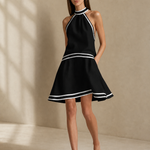 Women's Halter Mini Dress A-Line — Black, banana_republic product shot