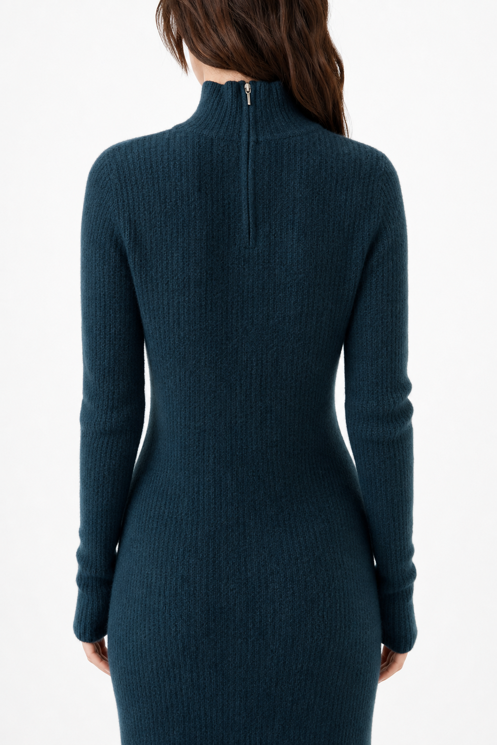 Aurora Wool Dress — Navy, studio product shot