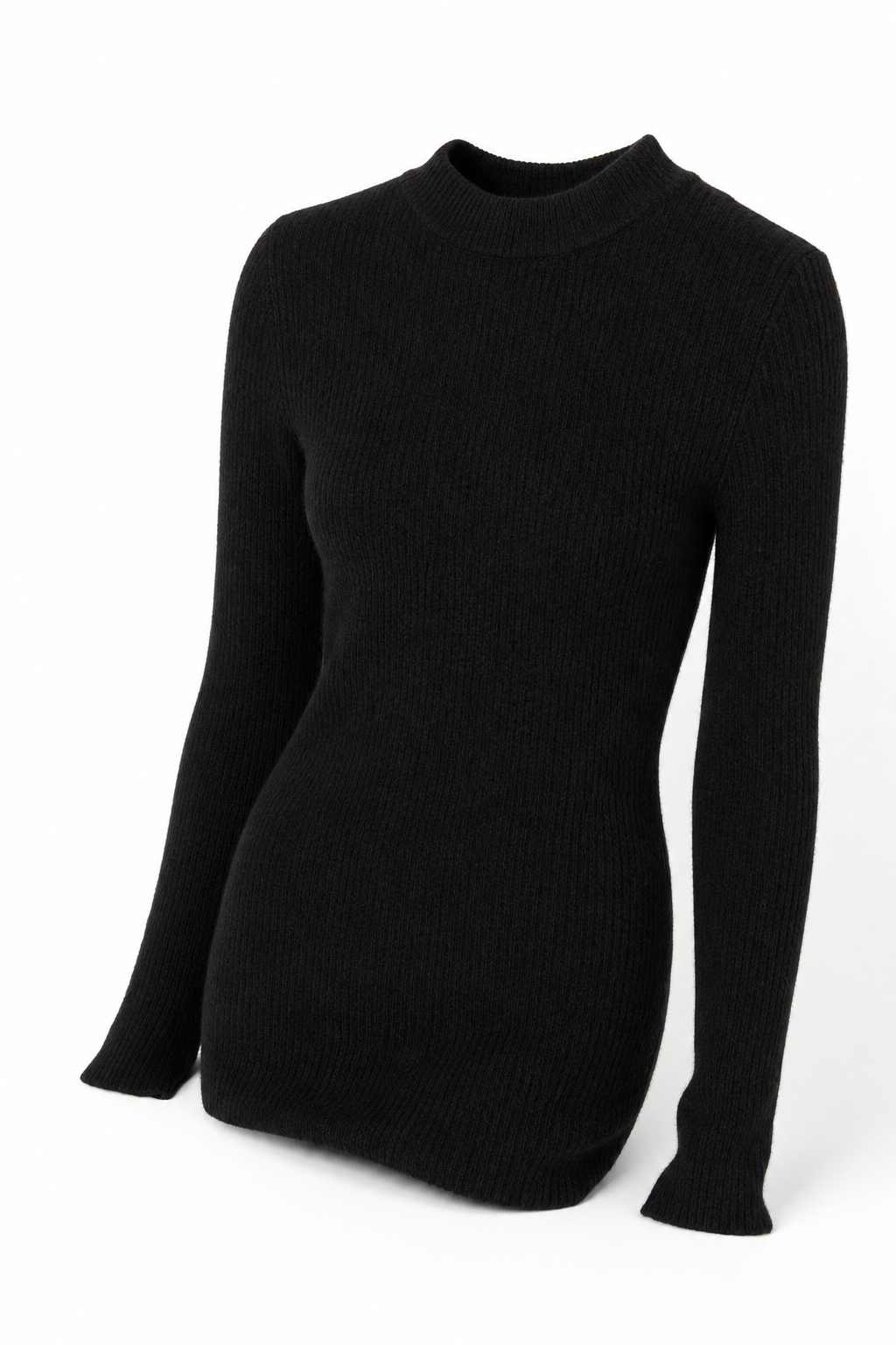 Aurora Wool Dress — Black, studio product shot