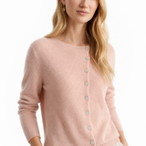 Amélise Asymmetric Button Sweater — Pink, studio product shot