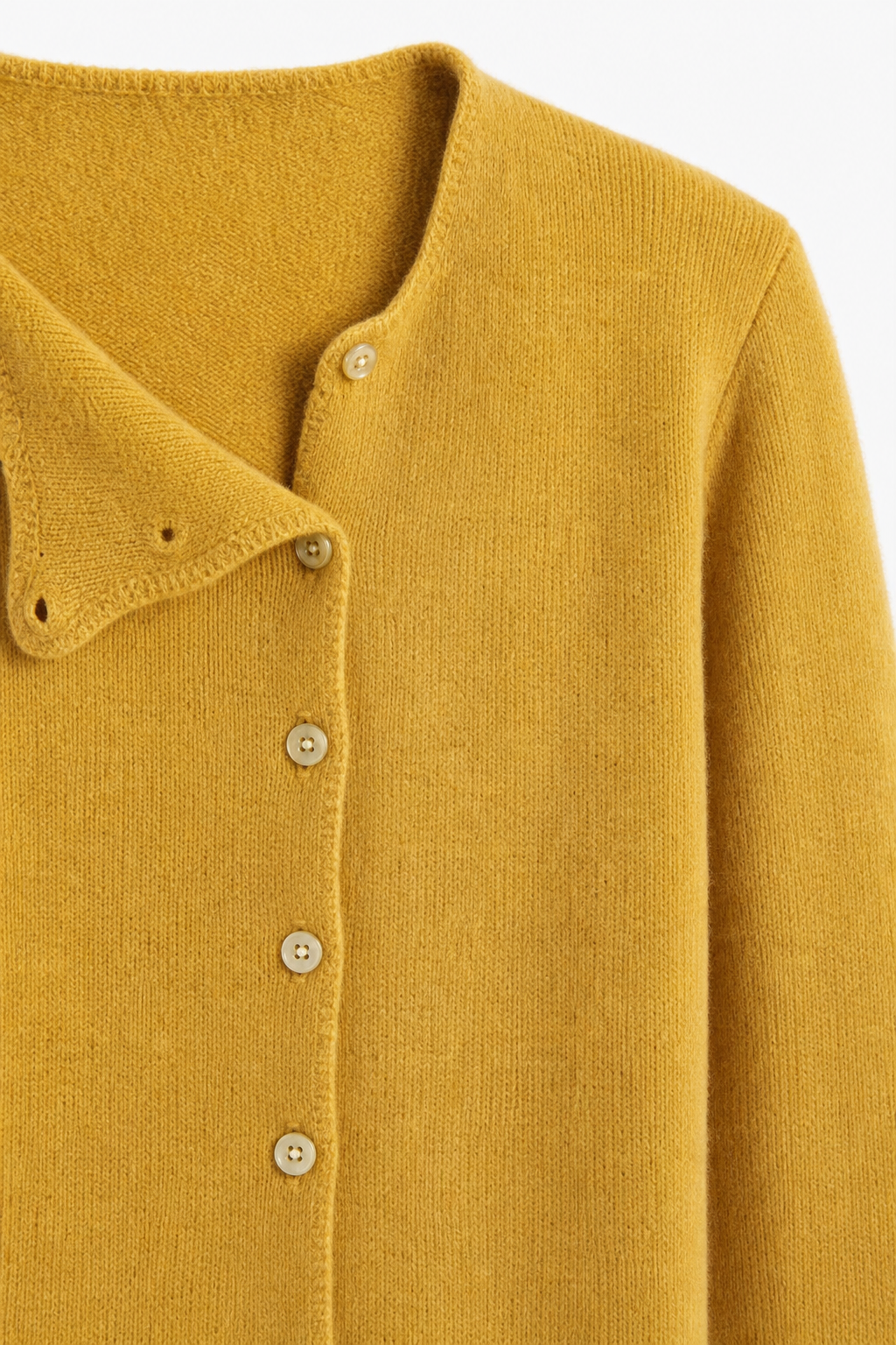Amélise Asymmetric Button Sweater — Yellow, studio product shot