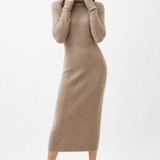 Aurora Wool Dress — Camel, studio product shot