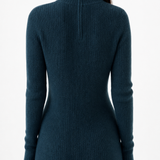 Aurora Wool Dress — Navy, studio product shot