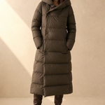 Margaux Long Down Parka — Coffee, studio product shot