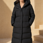 Margaux Long Down Parka — Black, studio product shot