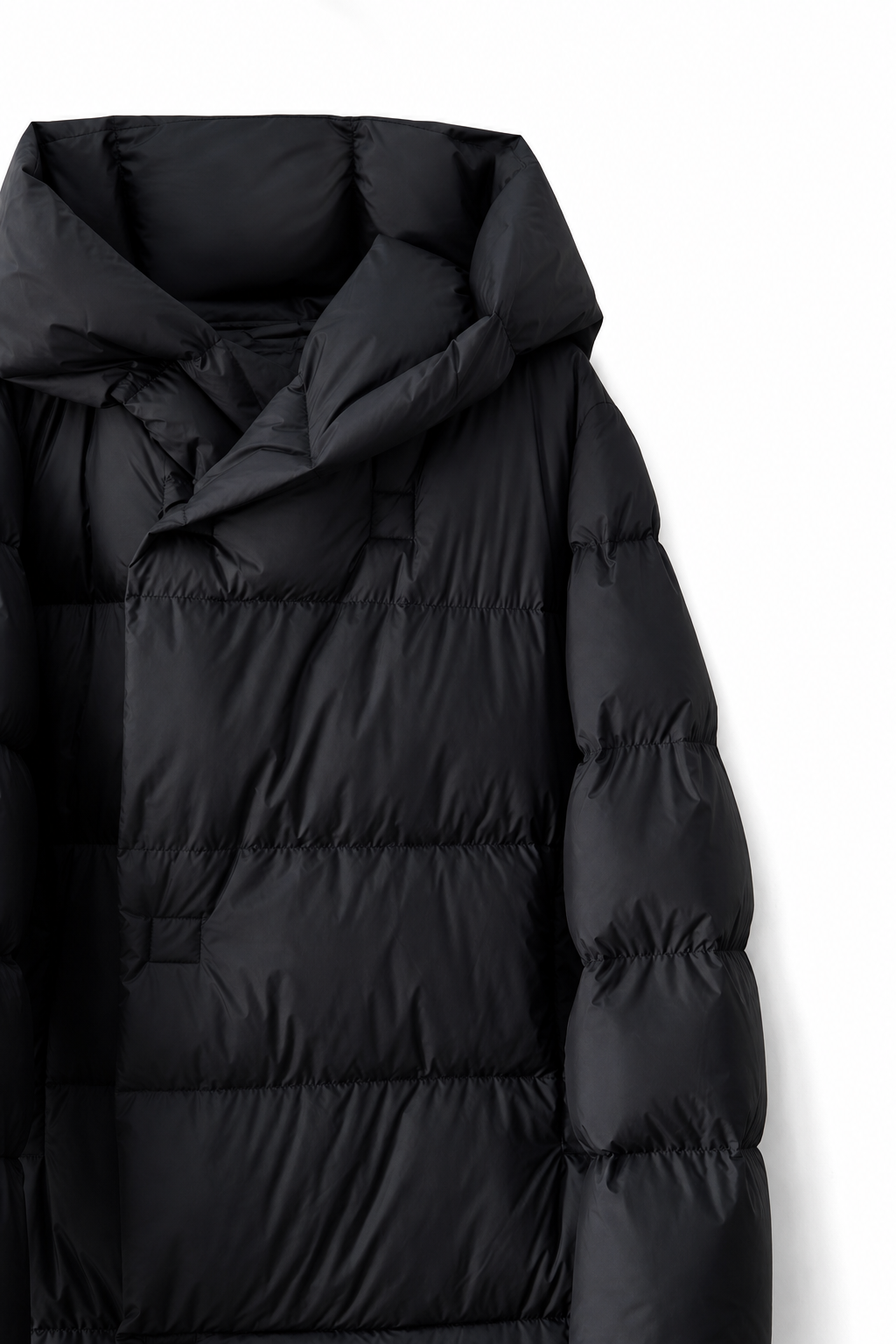 Margaux Long Down Parka — Black, studio product shot