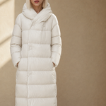 Margaux Long Down Parka — White, studio product shot