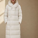 Margaux Long Down Parka — White, studio product shot