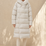 Margaux Long Down Parka — White, studio product shot
