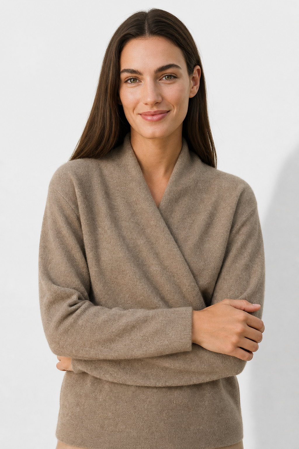 Serene V-Neck Knit Sweater — Camel, jcrew product shot