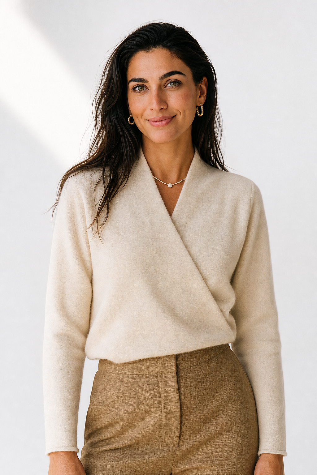 Serene V-Neck Knit Sweater — White, jcrew product shot