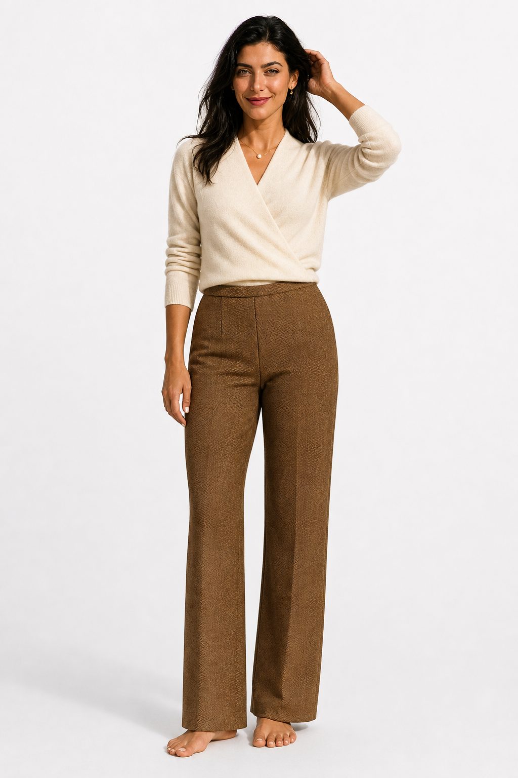 Serene V-Neck Knit Sweater — Beige, jcrew product shot