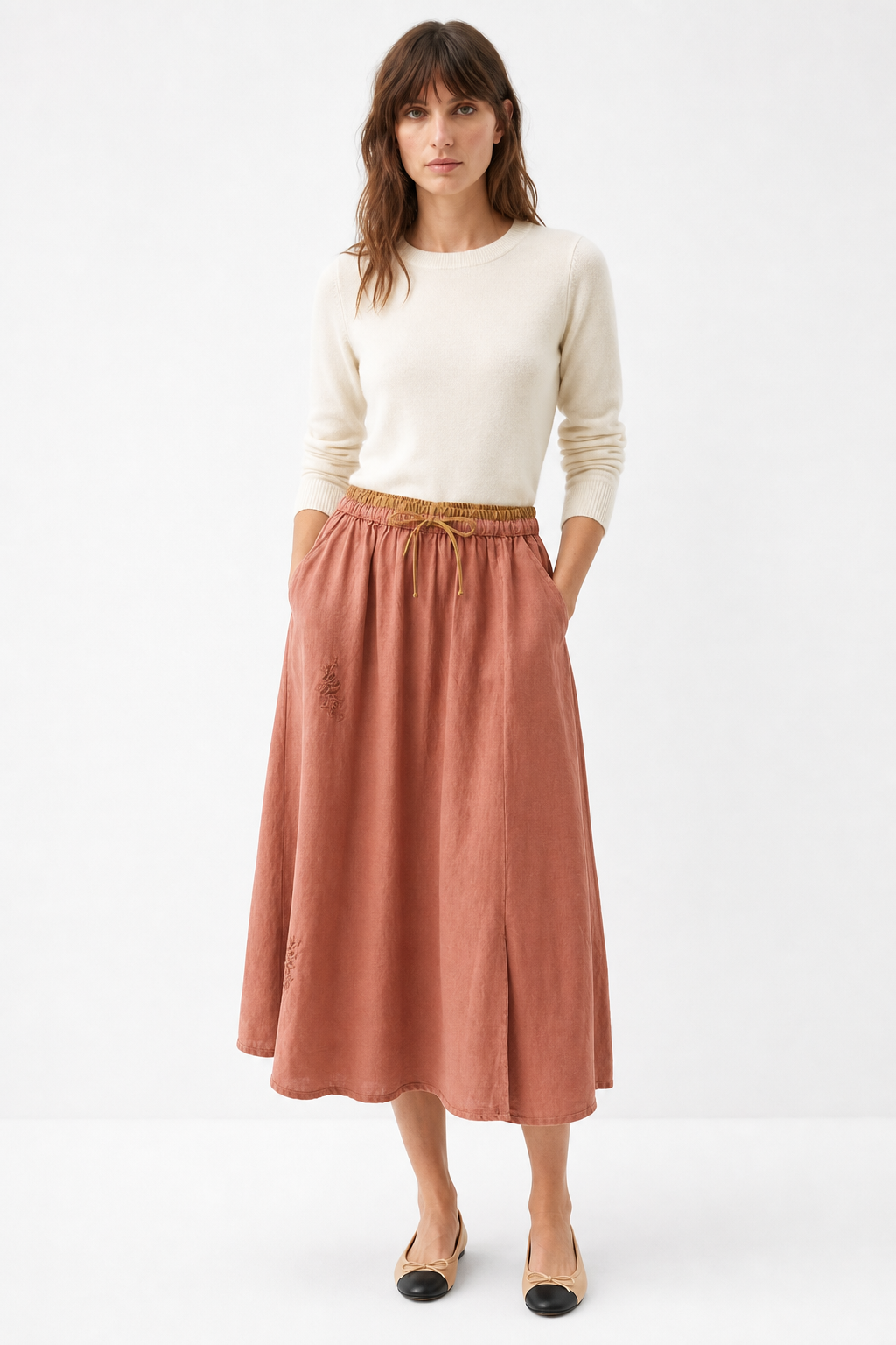 Everly 100% Linen Skirt — Peach, jcrew product shot