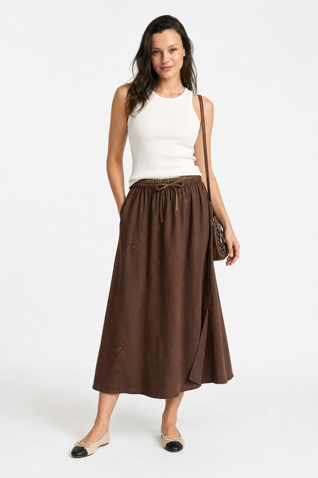 Everly 100% Linen Skirt — Coffee, jcrew product shot