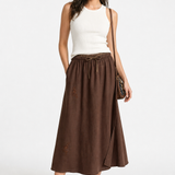 Everly 100% Linen Skirt — Coffee, jcrew product shot