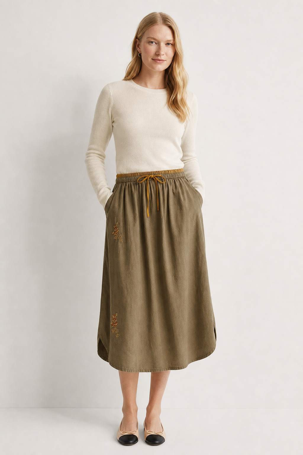 Everly 100% Linen Skirt — Khaki, jcrew product shot