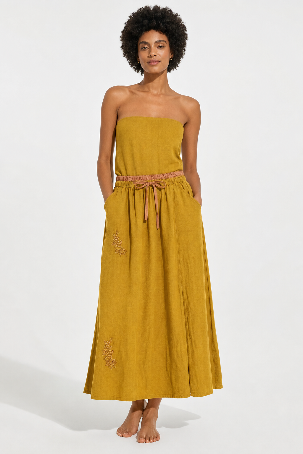 Everly 100% Linen Skirt — Yellow, jcrew product shot