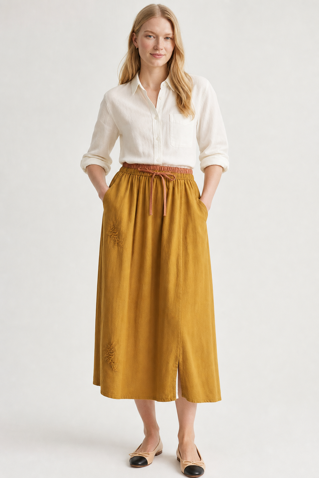 Everly 100% Linen Skirt — Yellow, jcrew product shot