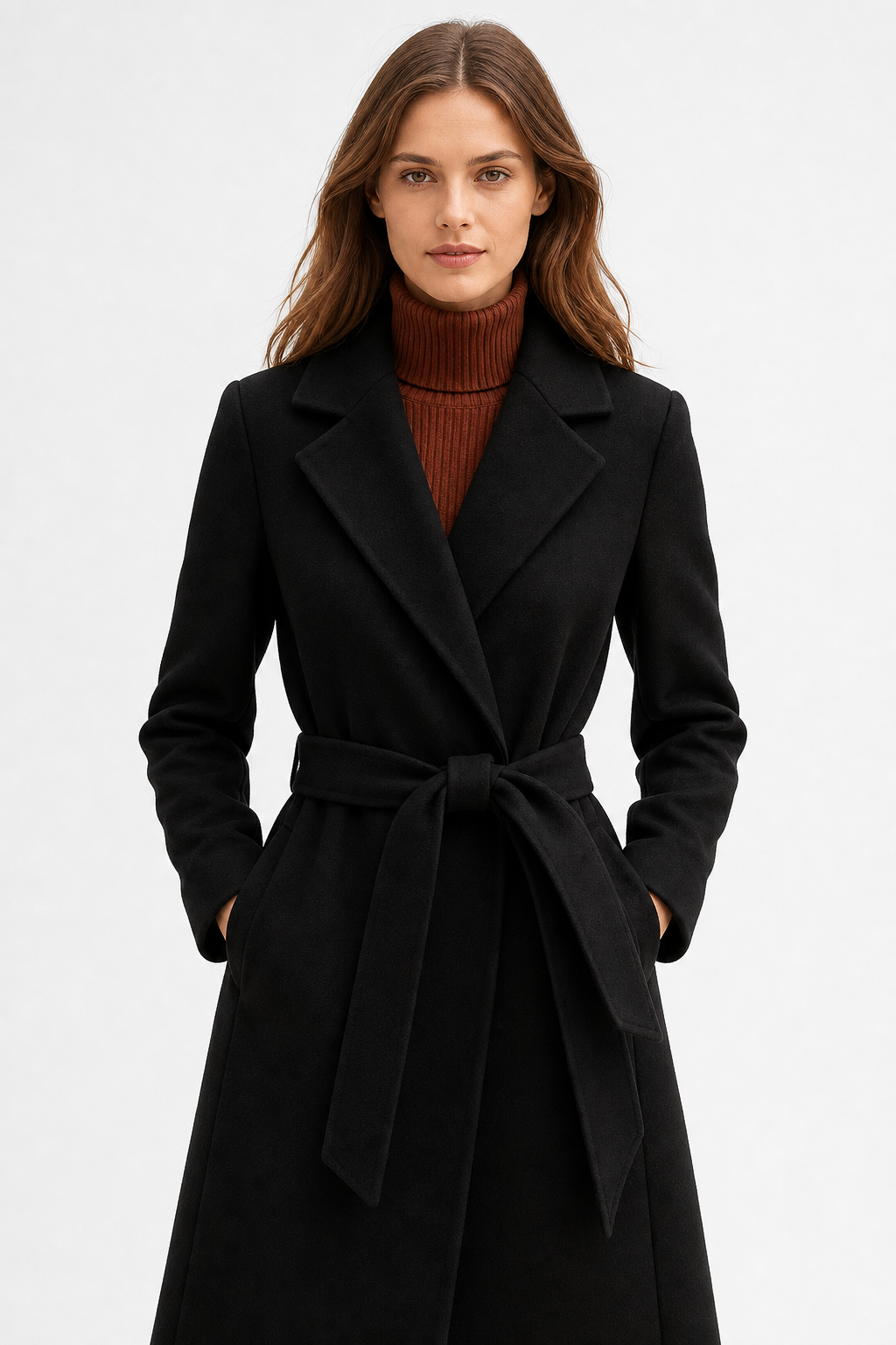 Winter Cinch Woolen Coat — Black, jcrew product shot