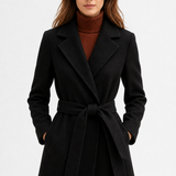 Winter Cinch Woolen Coat — Black, jcrew product shot