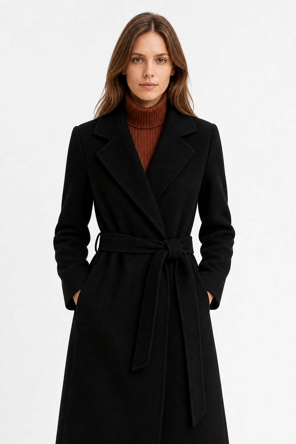 Winter Cinch Woolen Coat — Black, jcrew product shot