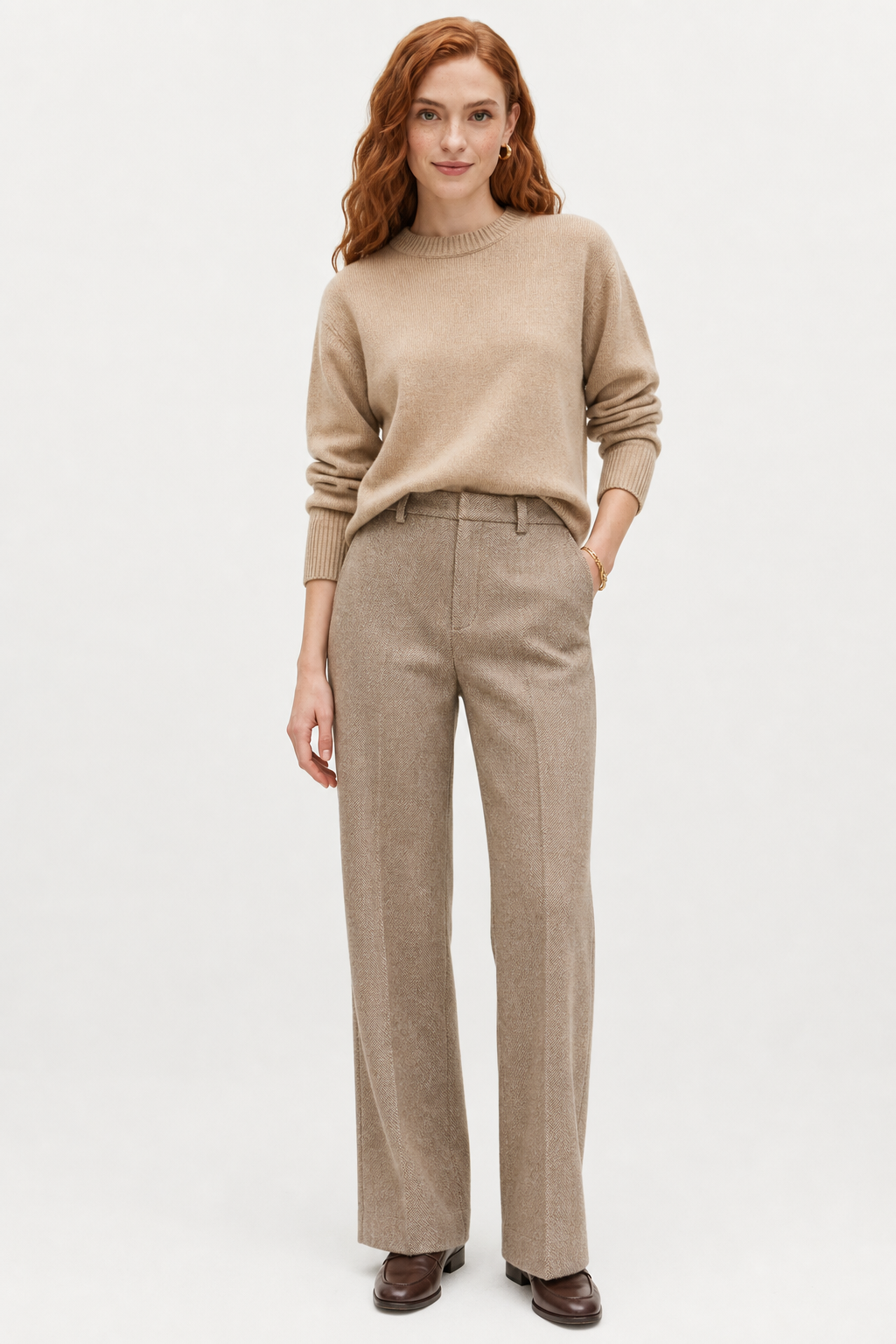 Colette Wool Herringbone Pants — Camel, jcrew product shot