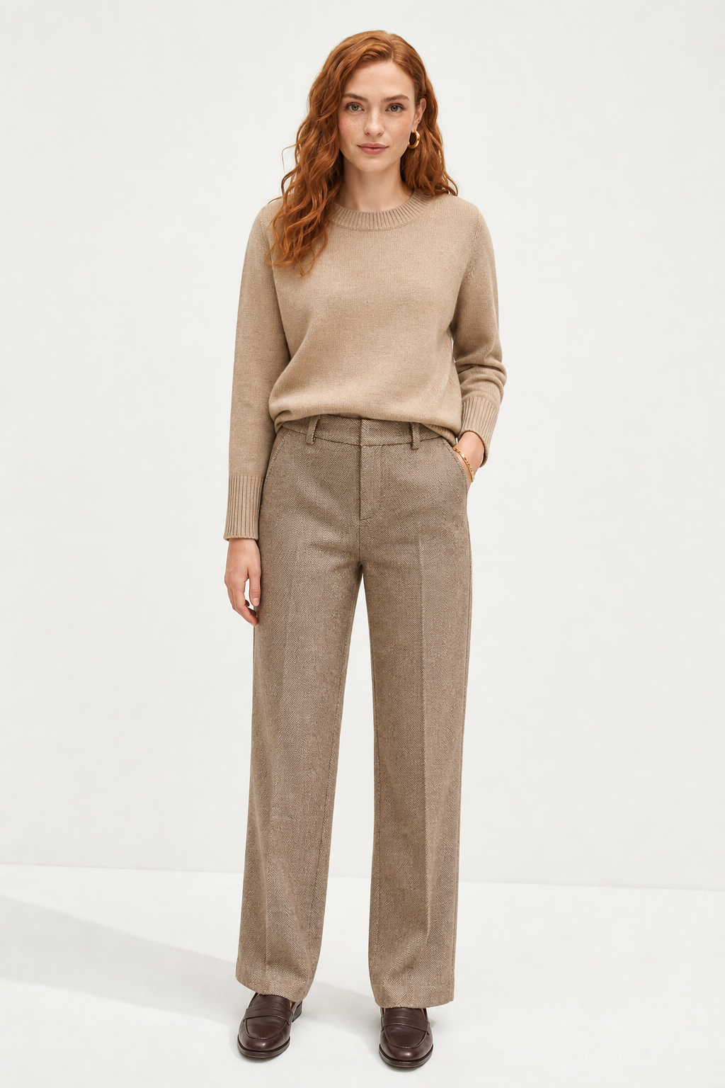 Colette Wool Herringbone Pants — Camel, jcrew product shot