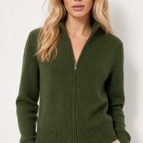 Natasha Wool Zip Cardigan — Dark Green, jcrew product shot