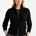 Natasha Wool Zip Cardigan — black, jcrew product shot
