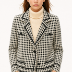 Vionne Houndstooth Knit Jacket — White, jcrew product shot