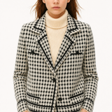 Vionne Houndstooth Knit Jacket — White, jcrew product shot