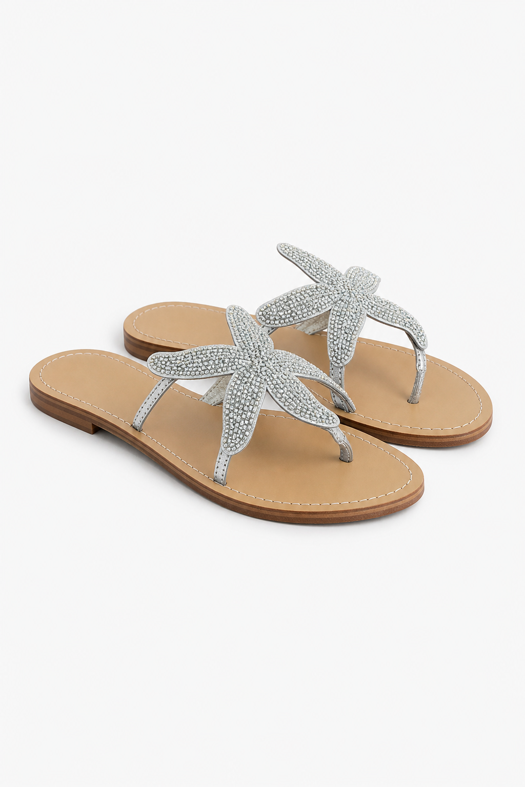 Sirena Starfish Sandals — Silver, jcrew product shot