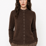 Legacy Wool Cardigan — Coffee, studio product shot